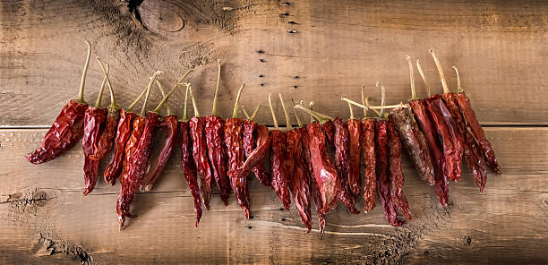 dried chili peppers stock photo