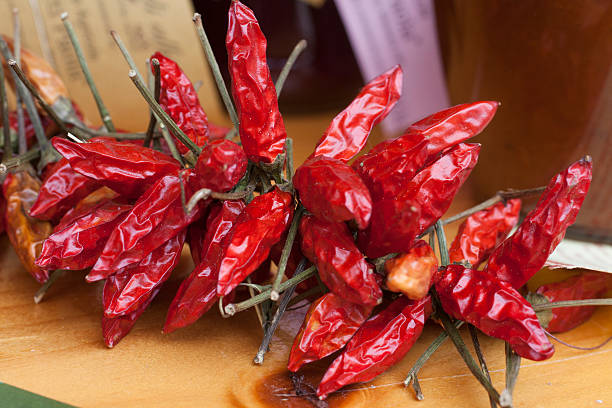 dried red peppers stock photo