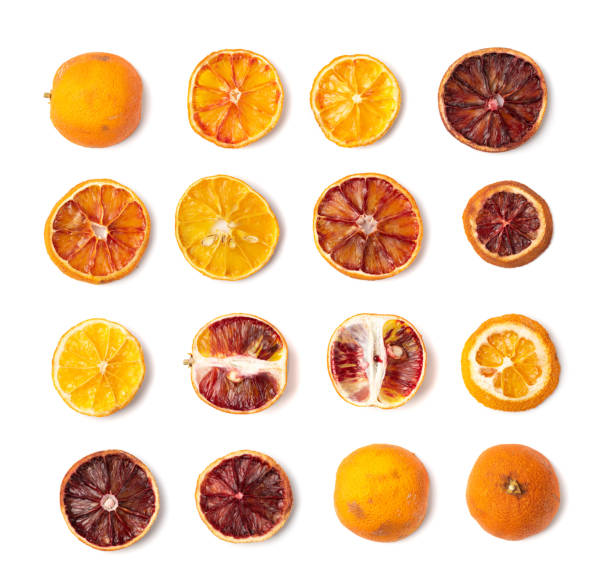 Dried Slices of Orange and Blood Orange Isolated stock photo