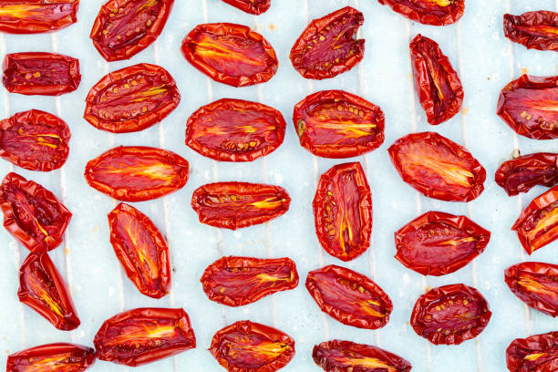 Dried tomato halves. stock photo