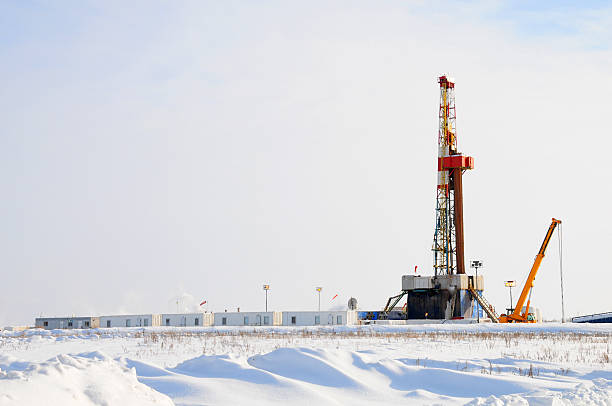 Drilling Rig in winter (XL) stock photo