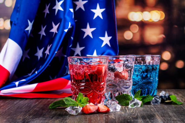 Drinks for celebration 4th of july stock photo
