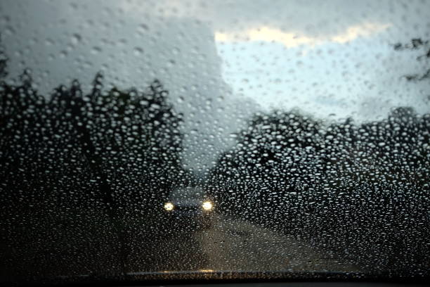 driving in rain stock photo