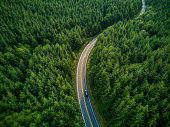 istock Driving Through Forest - Aerial View 888361900
