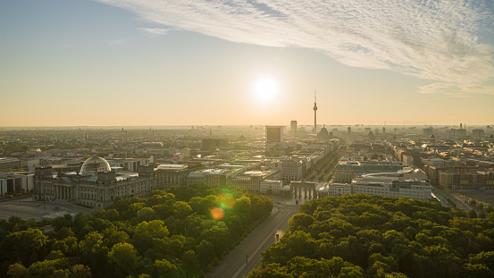 Drone Berlin Brandenburg Gate Sunrise