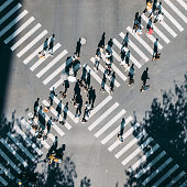 istock Drone Point View of City Street Crossing 1357458800