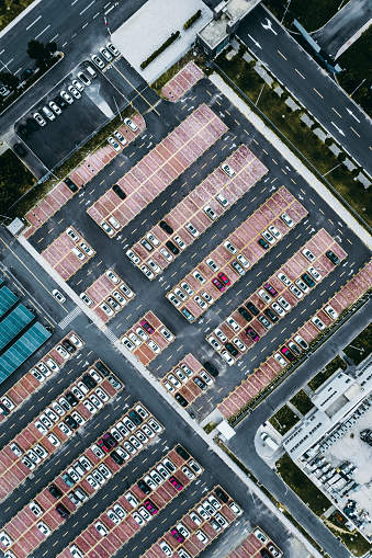 Aerial View of Busy Parking Lot