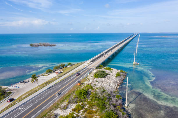 Drone view of the Florida Keys, USA stock photo
