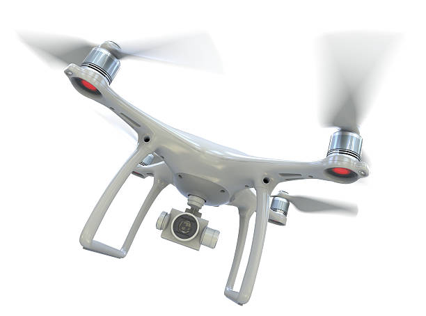 Drone with camera Drone with camera isolated on white multicopter stock pictures, royalty-free photos & images