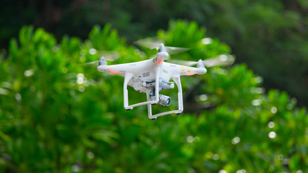 Drone/UAV in flight stock photo
