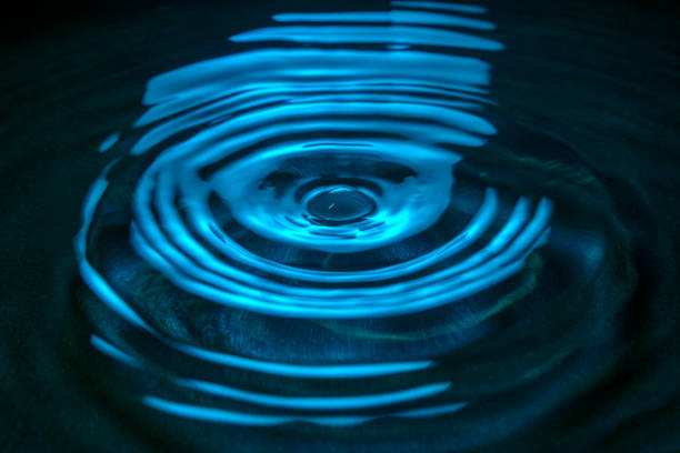 Drop of water falling and creating ripples. stock photo