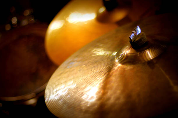 Drum kit hardware - cymbals stock photo