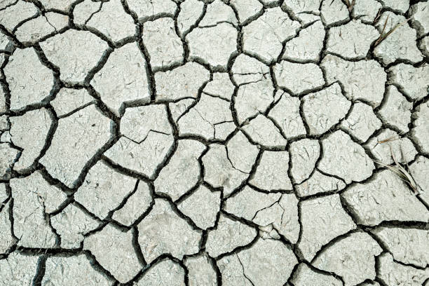 Dry Cracked Lake Bed in California Desert stock photo