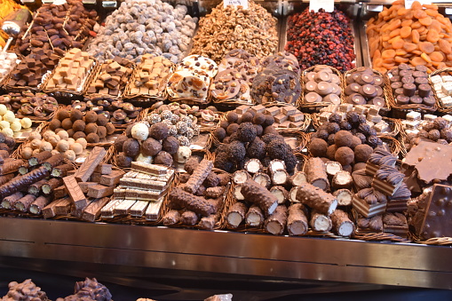 Dry fruit stall in a market.