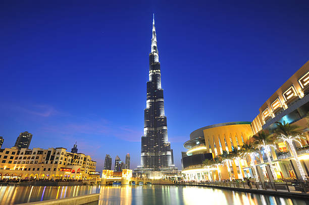 Dubai city night view stock photo