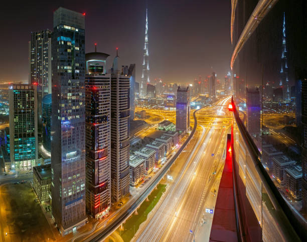 Dubai night view stock photo