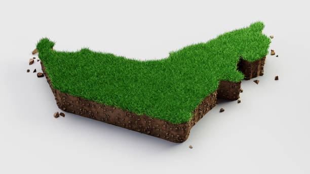 Dubai UAE Map Grass and ground texture 3d illustration stock photo