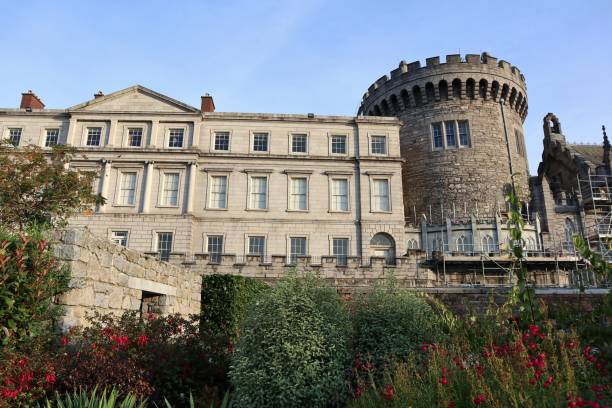 Dublin – Castle from Dubh Linn Garden stock photo