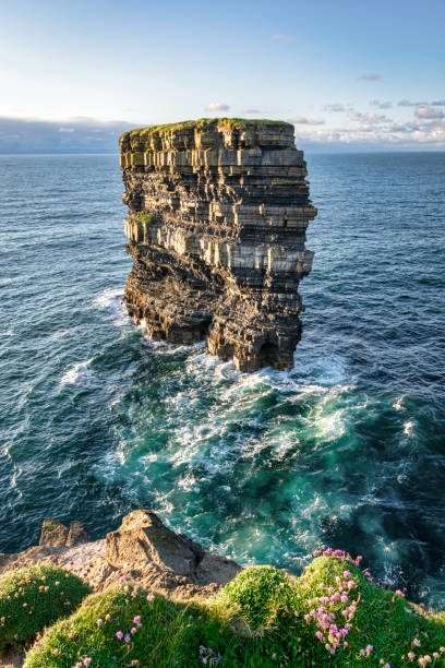 Dun Briste Sea Stack Ireland Dun Briste Sea Stack in county Mayo Ireland. this is one of the locations along the Wild Atlantic Way wild atlantic way stock pictures, royalty-free photos & images