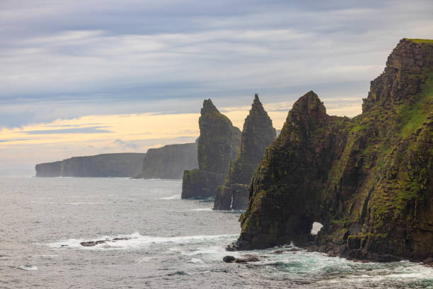 Duncansby Stacks, in the Scottish Highlands stock photo