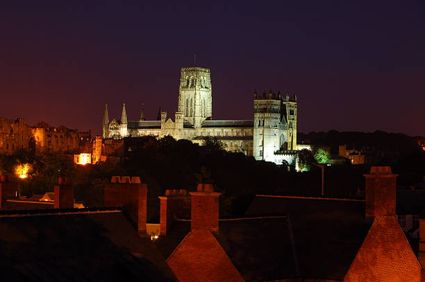 Durham Cathedral By Night The beautiful cathedral church at Durham, taken from the train station in the evening. Durham Cathedral stock pictures, royalty-free photos & images