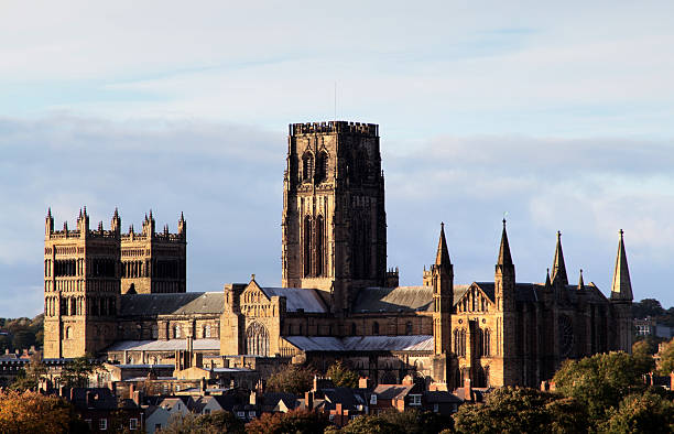 Durham Cathedral from South East - English historic landmark An unusual (because from South East, and because from the same height) view of the Durham Cathedral, England.  Durham Cathedral stock pictures, royalty-free photos & images