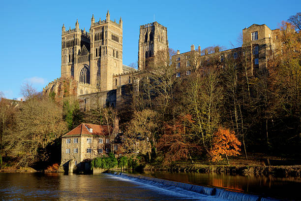 Durham Cathedral on a bright Winter's Day Winter sunshine on Durham Cathedral, England Durham Cathedral stock pictures, royalty-free photos & images