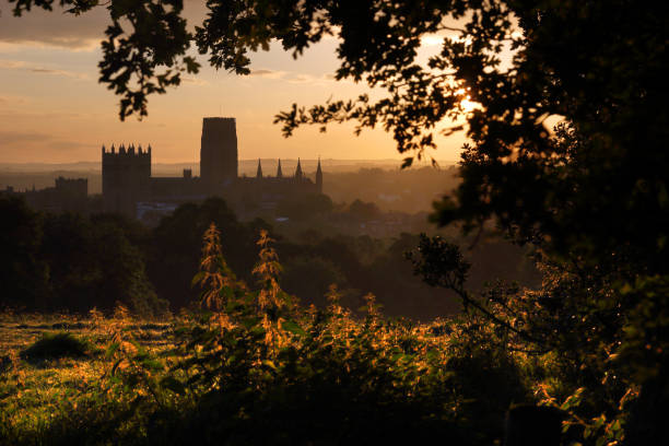 Durham Cathedral Durham Cathedral from the top of Observatory Hill. Photographed early on midsummer's morning. Durham Cathedral stock pictures, royalty-free photos & images