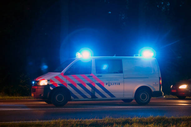 Dutch police car stock photo