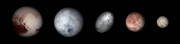 Dwarf planets: Pluto, Eris, Haumea, Makemake & Ceres Digitally generated photograph of the some dwarf planets in the solar system. pluto dwarf planet stock pictures, royalty-free photos & images