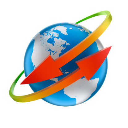 Earth Globe With Arrows Going Around It Clipping Path Included Stock ...
