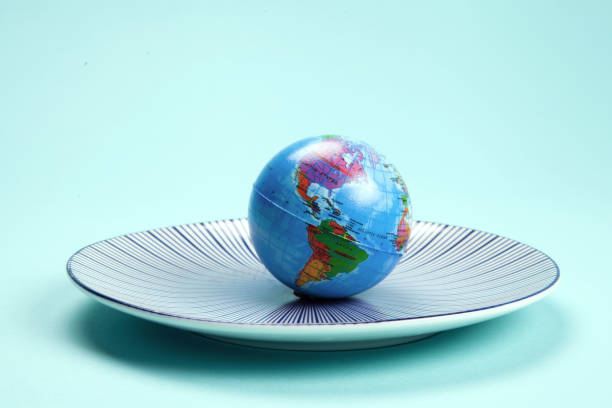 earth in a plate stock photo