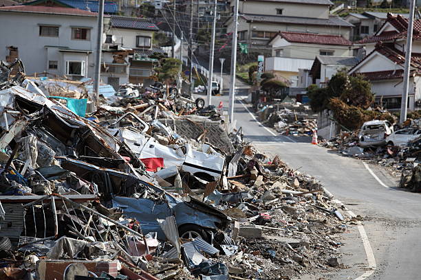 earthquake,tsunami,japan,311 Tsunami damage of the East Japan great earthquake disaster earthquake stock pictures, royalty-free photos & images