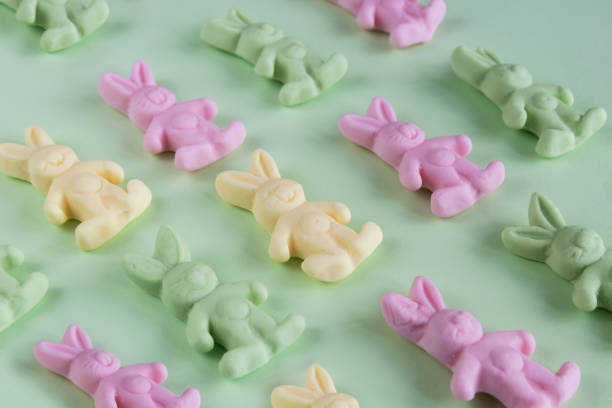 Easter bunny jelly beans pattern stock photo