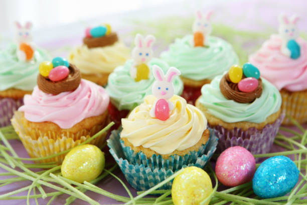 easter cupcakes stock photo