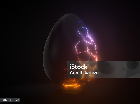 istock easter egg. alien with glowing cracks. 3d illustration 1140805120