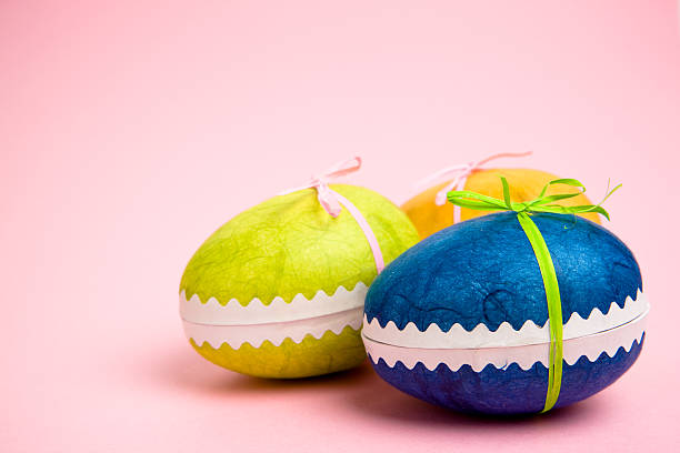 Easter egg with pink background stock photo