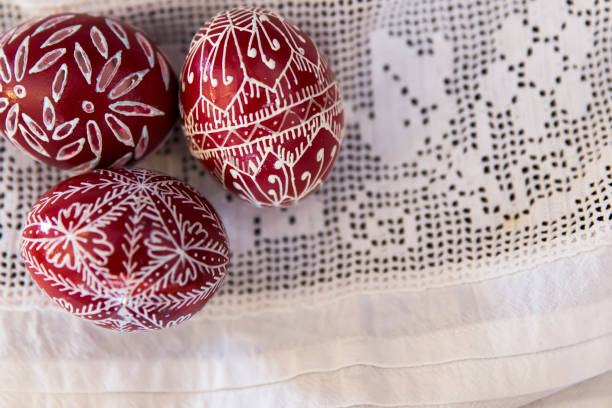 Easter eggs, hand-made by traditional technology. stock photo