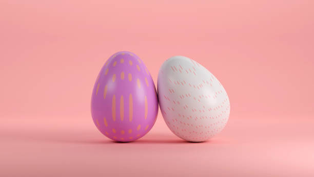 Easter eggs isolated on pink background. 3d illustration stock photo