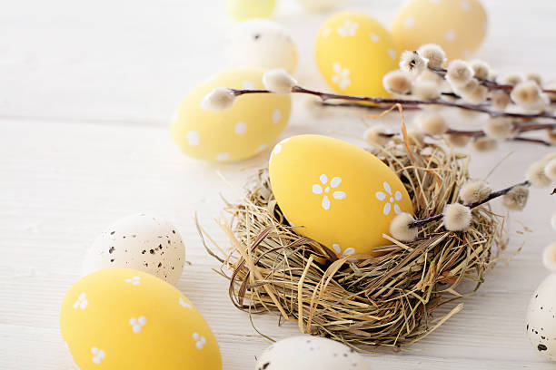 easter eggs stock photo