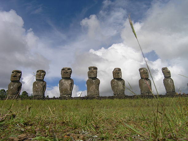 Easter Island - Ahu Akivi stock photo