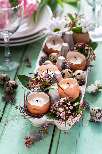 Easter Table setting on background