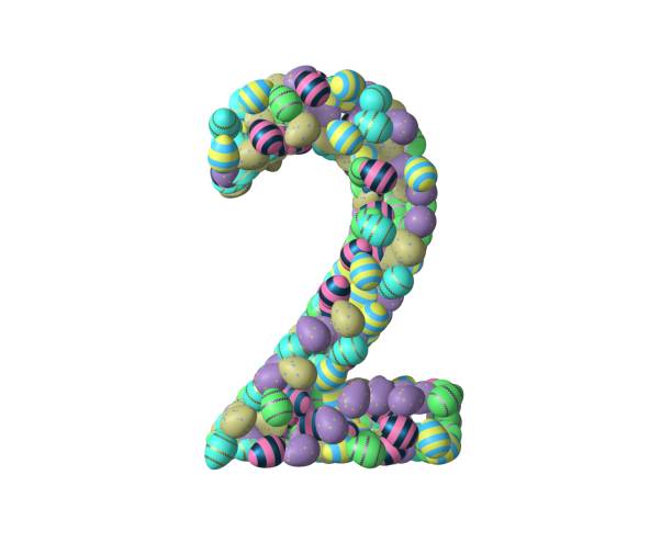 Easter Themed Font Number 2 3D render of Easter Themed Font Number 2 easter sunday stock pictures, royalty-free photos & images