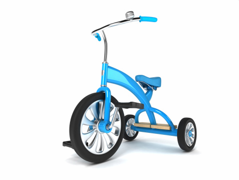 A rendered 3D image of a kids' trike.