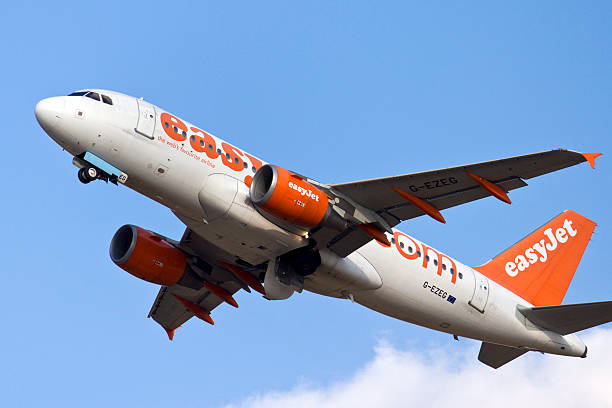 Easyjet airliner taking off stock photo