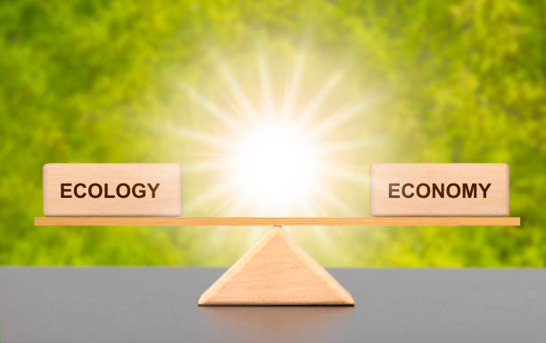 ecology and economy in balance stock photo