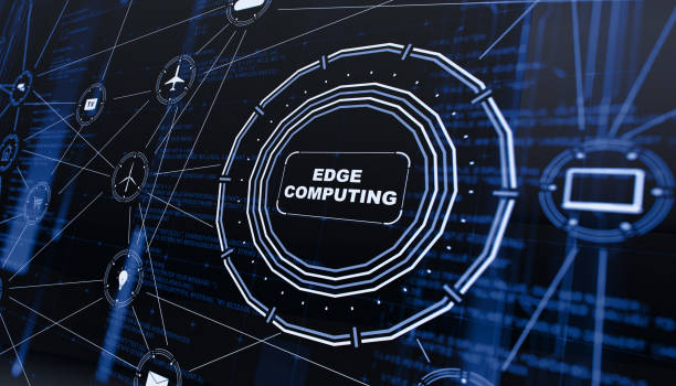 Edge computing digital background technology and innovation concept computer equipment stock pictures, royalty-free photos & images