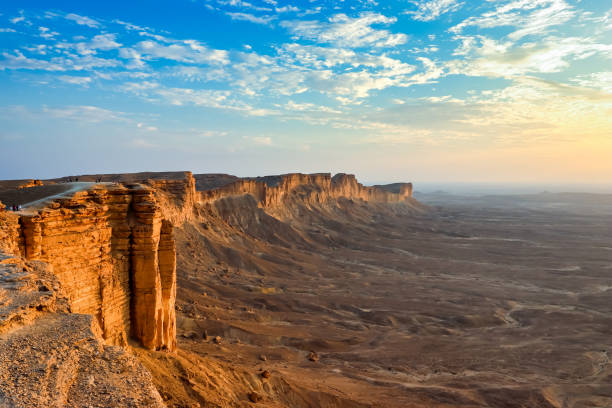 Edge of the World, a natural landmark and popular tourist destination near Riyadh -Saudi Arabia. stock photo