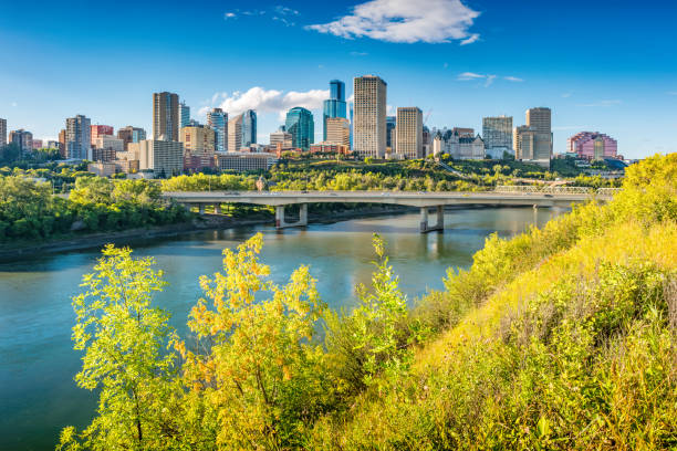 Edmonton skyline Alberta Canada autumn stock photo