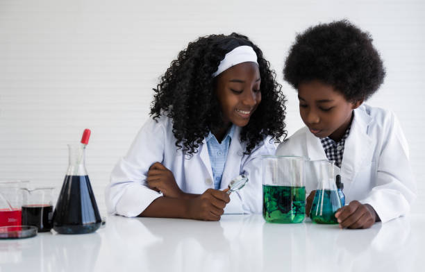 Education and research in lab concept. stock photo